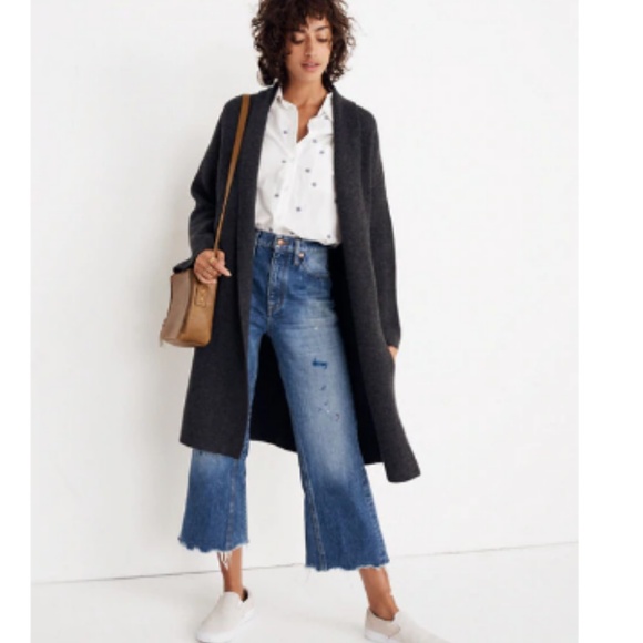 Madewell Sweaters - Rivington Sweater-Coat - Heather Charcoal Gray NWT